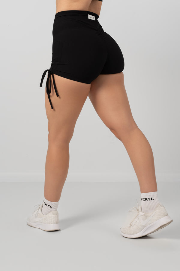 Ribbed Booty Shorts Black