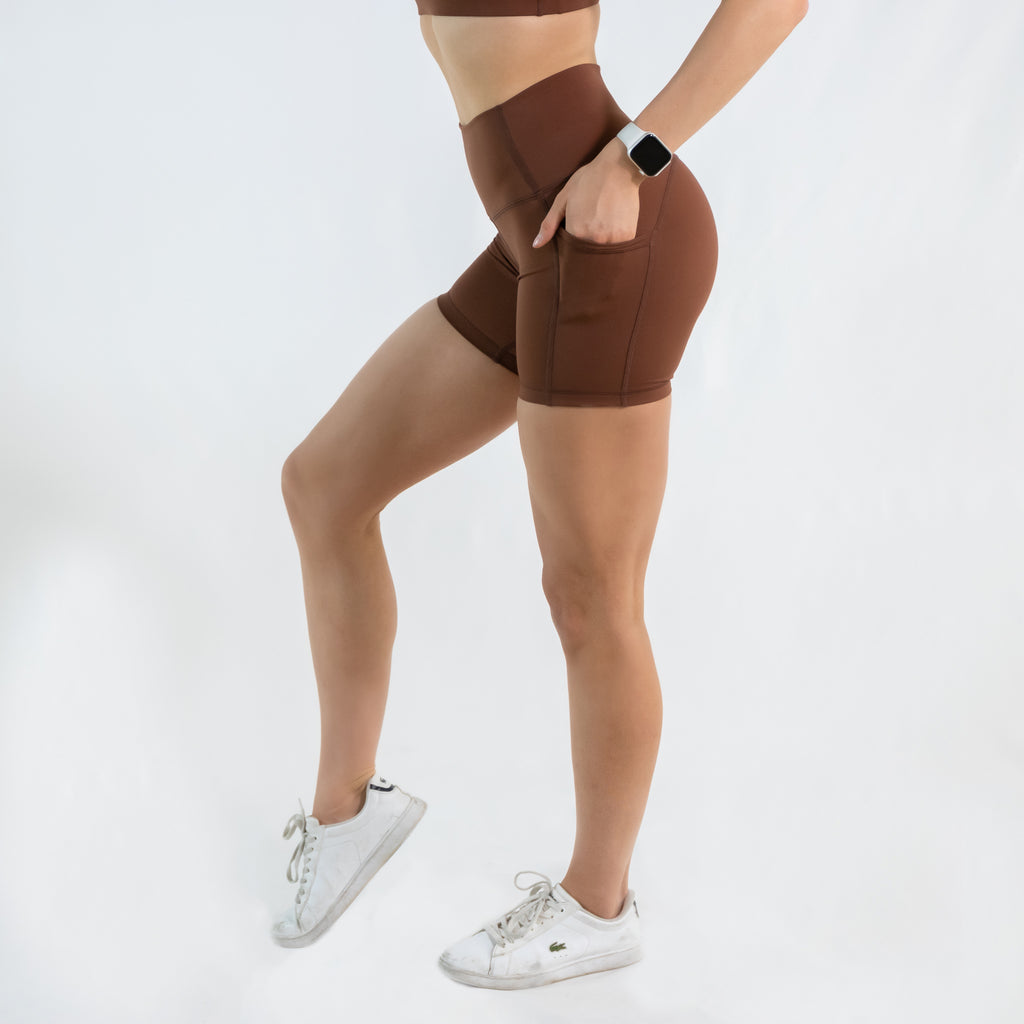 Scrunch Bum Pocket Bike Shorts Chocolate